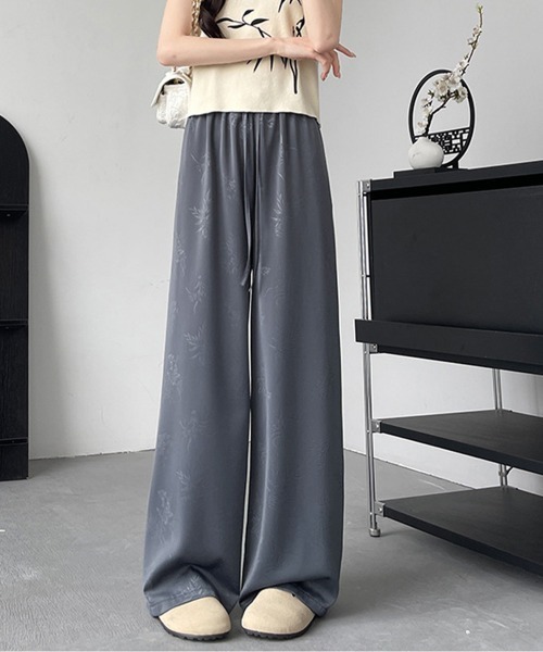 Miniministore（ミニミニストア）の「ワイドパンツ チャイナ風 ハイウエスト（デニムパンツ・レディース・ダークグレー/アイボリー/ブラック/ピンク・M/XL/L）」の3枚目の写真