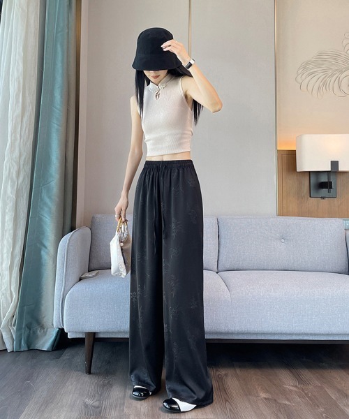 Miniministore（ミニミニストア）の「ワイドパンツ チャイナ風 ハイウエスト（デニムパンツ・レディース・ダークグレー/アイボリー/ブラック/ピンク・M/XL/L）」の18枚目の写真