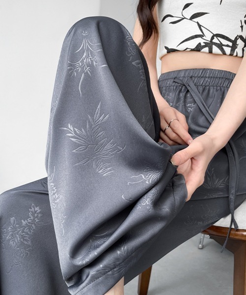 Miniministore（ミニミニストア）の「ワイドパンツ チャイナ風 ハイウエスト（デニムパンツ・レディース・ダークグレー/アイボリー/ブラック/ピンク・M/XL/L）」の13枚目の写真