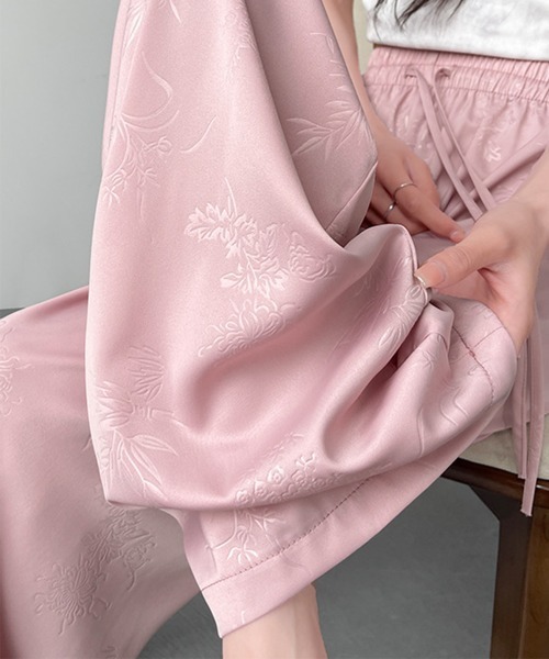 Miniministore（ミニミニストア）の「ワイドパンツ チャイナ風 ハイウエスト（デニムパンツ・レディース・ダークグレー/アイボリー/ブラック/ピンク・M/XL/L）」の5枚目の写真