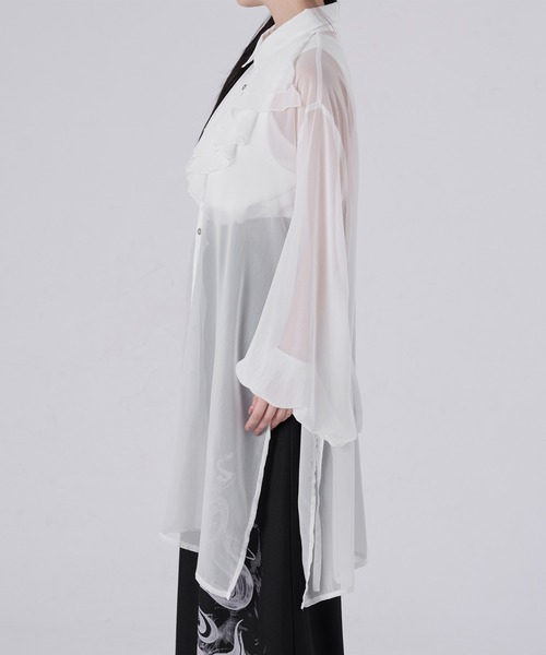 狐独(コドク)の「ラッフル襟ロングシアーシャツ(シャツ/ブラウス・メンズ・ブラック/ブルー/オフホワイト・LARGE/MEDIUM)」の21枚目の写真