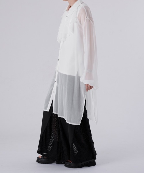 狐独(コドク)の「ラッフル襟ロングシアーシャツ(シャツ/ブラウス・メンズ・ブラック/ブルー/オフホワイト・LARGE/MEDIUM)」の17枚目の写真