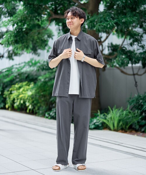 coen(コーエン)の「綿麻イージーワイドスラックスパンツ(その他パンツ・メンズ・ネイビー/オリーブ/ブラウン/ナチュラル/ダークグレー/その他1・S/M/L/XL)」の7枚目の写真