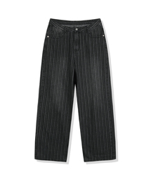 BASIC LABEL（ベーシックラベル）の「ノルブワイドストライプウォッシングデニムパンツ2カラー[BLBD_4029]（スウェットパンツ）」