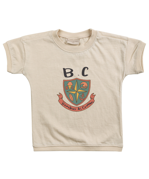 BEACHESAND CREAM KIDS(ビーチスアンドクリームキッズ)の「ビーチワッペン半袖Tシャツ-バターホワイト(Tシャツ/カットソー・レディース・クリーム・SMALL/MEDIUM/LARGE)」の1枚目の写真