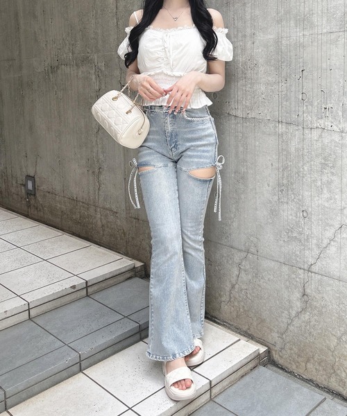 INGNI(イング)の「レースフリル2Wayオフショルブラウス(シャツ/ブラウス・レディース・ブラック系/ネイビー系2/オフホワイト/ホワイト系・M)」の16枚目の写真