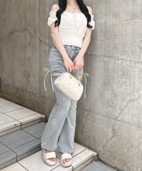 INGNI(イング)の「レースフリル2Wayオフショルブラウス(シャツ/ブラウス・レディース・ブラック系/ネイビー系2/オフホワイト/ホワイト系・M)」の17枚目の写真