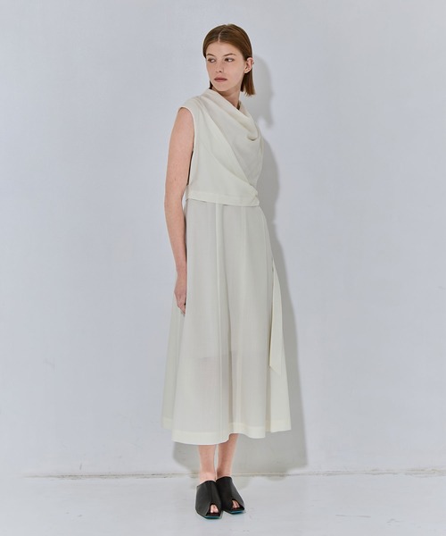 THE TOKYO(ザトウキョウ)の「【THE TOKYO/ザトウキョウ】Cowl Neck Wool Dress/カウルネックサマーウールワンピース(ワンピース・レディース・イエロー/ネイビー/ホワイト・1/2)」の17枚目の写真