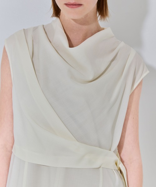 THE TOKYO(ザトウキョウ)の「【THE TOKYO/ザトウキョウ】Cowl Neck Wool Dress/カウルネックサマーウールワンピース(ワンピース・レディース・イエロー/ネイビー/ホワイト・1/2)」の15枚目の写真