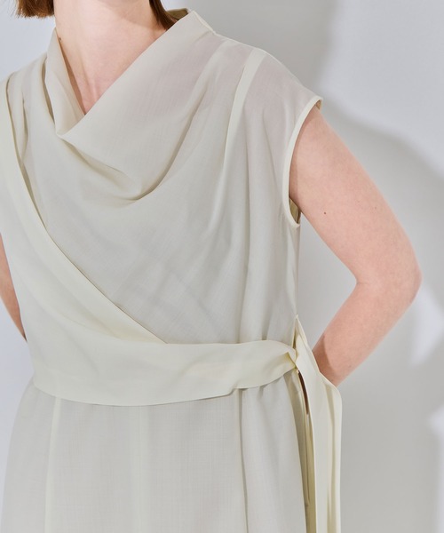 THE TOKYO(ザトウキョウ)の「【THE TOKYO/ザトウキョウ】Cowl Neck Wool Dress/カウルネックサマーウールワンピース(ワンピース・レディース・イエロー/ネイビー/ホワイト・1/2)」の14枚目の写真