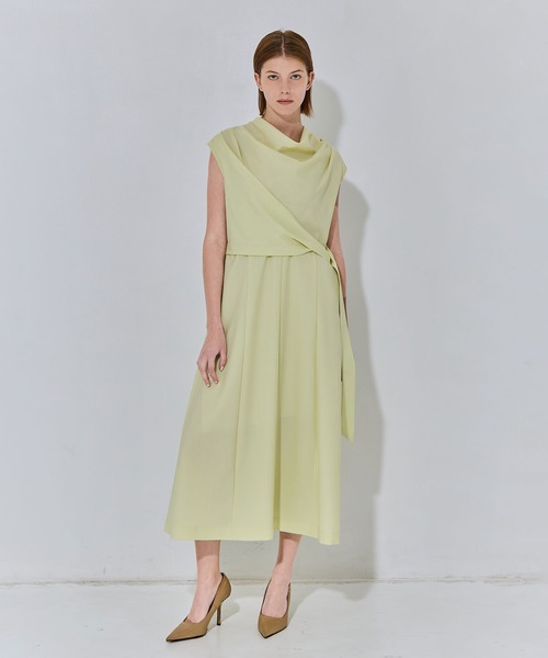 THE TOKYO(ザトウキョウ)の「【THE TOKYO/ザトウキョウ】Cowl Neck Wool Dress/カウルネックサマーウールワンピース(ワンピース・レディース・イエロー/ネイビー/ホワイト・1/2)」の10枚目の写真