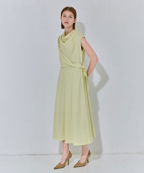 THE TOKYO(ザトウキョウ)の「【THE TOKYO/ザトウキョウ】Cowl Neck Wool Dress/カウルネックサマーウールワンピース(ワンピース・レディース・イエロー/ネイビー/ホワイト・1/2)」の9枚目の写真