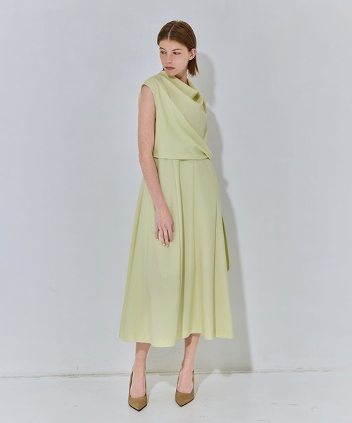 THE TOKYO(ザトウキョウ)の「【THE TOKYO/ザトウキョウ】Cowl Neck Wool Dress/カウルネックサマーウールワンピース(ワンピース・レディース・イエロー/ネイビー/ホワイト・1/2)」の8枚目の写真