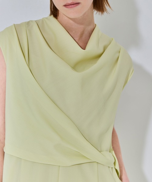 THE TOKYO(ザトウキョウ)の「【THE TOKYO/ザトウキョウ】Cowl Neck Wool Dress/カウルネックサマーウールワンピース(ワンピース・レディース・イエロー/ネイビー/ホワイト・1/2)」の7枚目の写真