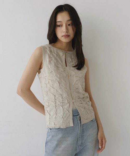  hellam（へラム）の「2wayジャガードノースリーブ（Tシャツ/カットソー・レディース・ベージュ/ブラウン/ブラック・FREE）」の19枚目の写真
