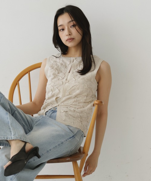  hellam（へラム）の「2wayジャガードノースリーブ（Tシャツ/カットソー・レディース・ベージュ/ブラウン/ブラック・FREE）」の22枚目の写真