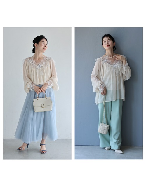 cawaii(カワイイ)の「肌に沿うドレッシーレースブラウストップス(インナー付き)(シャツ/ブラウス・レディース・アイボリー・FREE)」の20枚目の写真