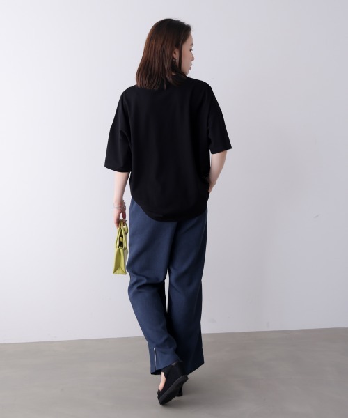 Bou Jeloud（ブージュルード）の「ビジューロゴＴシャツ（Tシャツ/カットソー・レディース・ライトブルー/オフホワイト/ブラック・FREE）」の5枚目の写真