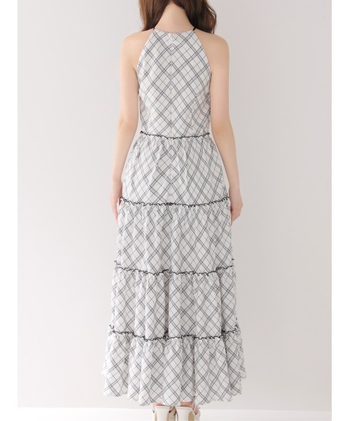 M me eme(エムミーエメ)の「Halter check slit long onepiece(eme10903)(ワンピース・レディース・ベージュ/ブラック・FREE)」の22枚目の写真