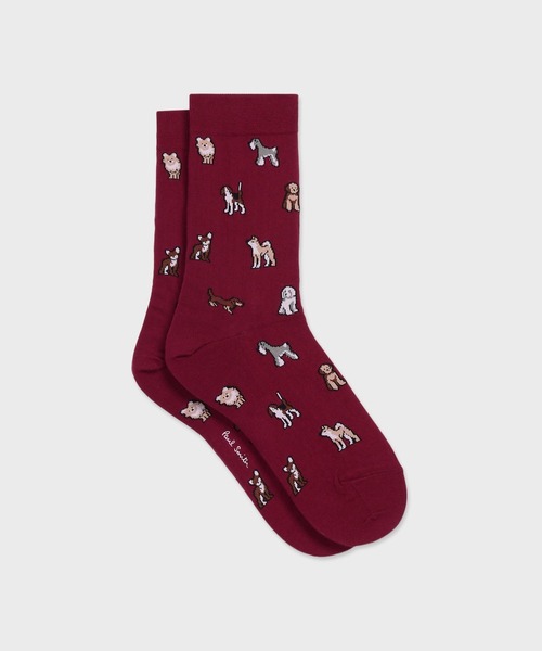 Paul Smith(ポールスミス)の「ウィメンズ "Kyoto Dogs" ソックス / 265600 CSW(ソックス/靴下・レディース・ブルー/バーガンディー・22-24)」の2枚目の写真