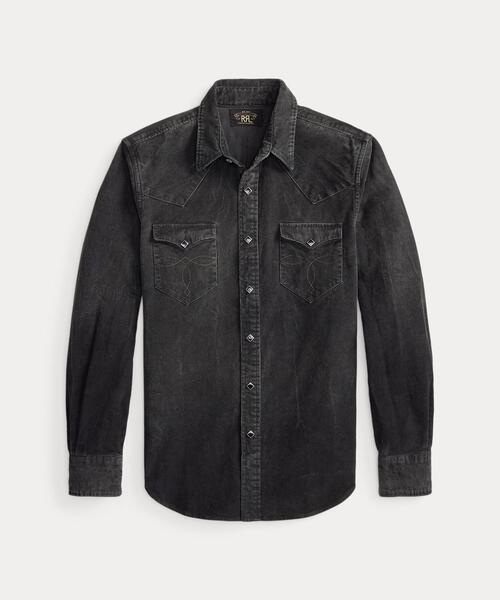 RRL(ダブル アール エル)の「スリム フィット コーデュロイ ウエスタン シャツ(シャツ/ブラウス・メンズ・ブラック系1・S/M/L/XL/XS/XXL)」の1枚目の写真