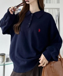 【U.S. POLO ASSN. 】ジャガード 無地 & 太ボーダー ニット ポロシャツ
