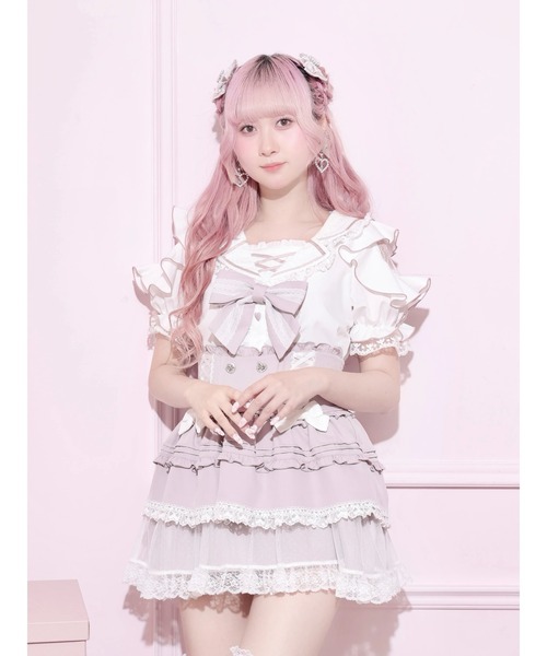 NOEMIE(ノエミー)の「トレンチセーラーオープンショルダーブラウス(シャツ/ブラウス・レディース・ブルー系その他/ピンク系その他/ピンク/ブラック・M)」の4枚目の写真