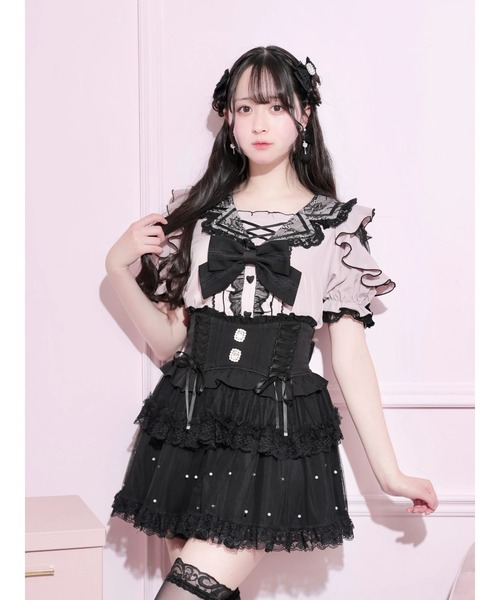 NOEMIE(ノエミー)の「トレンチセーラーオープンショルダーブラウス(シャツ/ブラウス・レディース・ブルー系その他/ピンク系その他/ピンク/ブラック・M)」の5枚目の写真