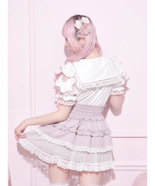 NOEMIE(ノエミー)の「トレンチセーラーオープンショルダーブラウス(シャツ/ブラウス・レディース・ブルー系その他/ピンク系その他/ピンク/ブラック・M)」の7枚目の写真