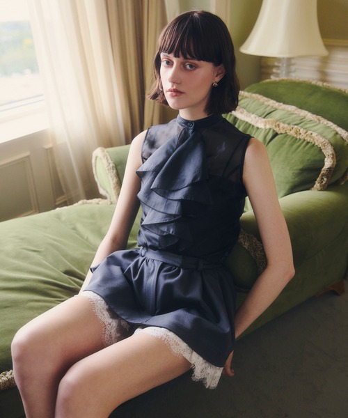 EIMY ISTOIRE(エイミーイストワール)の「AURORA TIE BLOUSE(シャツ/ブラウス・レディース・ピンク/オフホワイト/ブラック・F)」の4枚目の写真