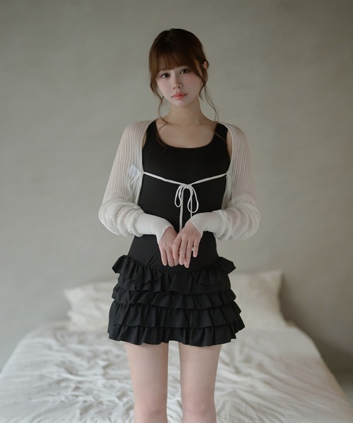 M DOLLY(エムドリー)の「frill rosalie mini dress / フリルロザリーミニドレス(ワンピース・レディース・ホワイト/ブラック・FREE/S)」の8枚目の写真