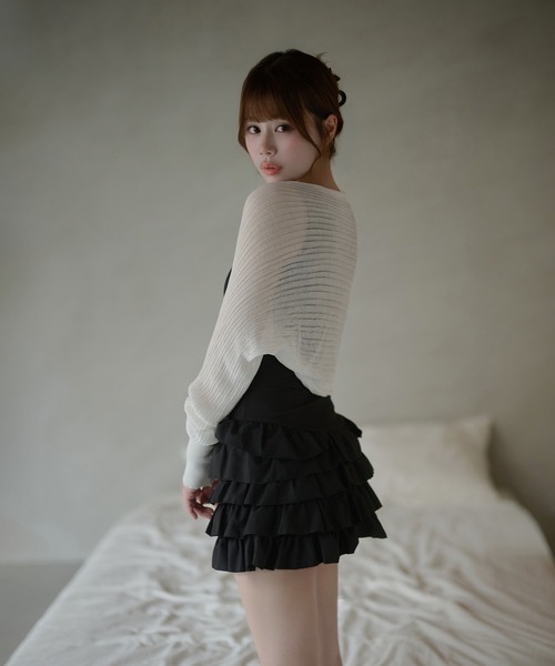 M DOLLY(エムドリー)の「frill rosalie mini dress / フリルロザリーミニドレス(ワンピース・レディース・ホワイト/ブラック・FREE/S)」の10枚目の写真