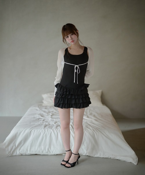 M DOLLY(エムドリー)の「frill rosalie mini dress / フリルロザリーミニドレス(ワンピース・レディース・ホワイト/ブラック・FREE/S)」の11枚目の写真