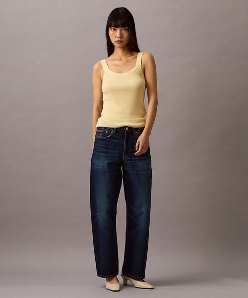 Calvin Klein(カルバン・クライン)の「タンクトップ - ビスコースリブタンクトップ(タンクトップ・レディース・アイボリー/ライトブルー・XXS/S/XS)」の4枚目の写真