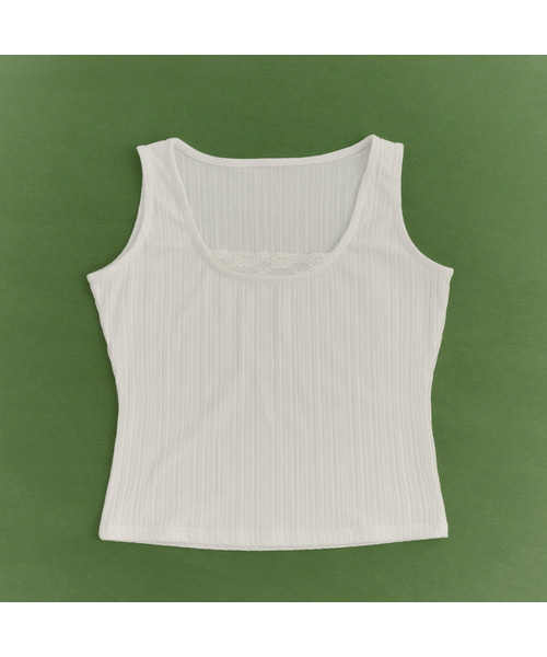 Yuje(ユジェ)の「AMELI LACE SLEEVELESS (2color,2size)(Tシャツ/カットソー・レディース・ホワイト/ブラック・SMALL/MEDIUM)」の1枚目の写真