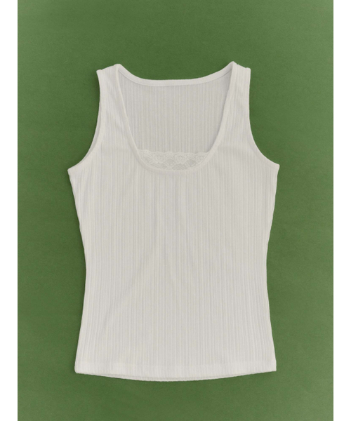 Yuje(ユジェ)の「AMELI LACE SLEEVELESS (2color,2size)(Tシャツ/カットソー・レディース・ホワイト/ブラック・SMALL/MEDIUM)」の3枚目の写真