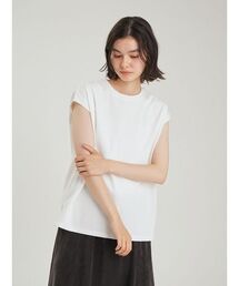 【接触冷感】ハイラインフレンチスリーブカットTOPS