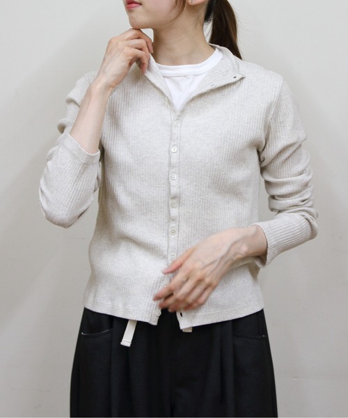 ORCIVAL(オーシバル)の「ORCIVAL/オーシバル モックネックカーディガン MOCK NECK CARDE OR-C0424 VRI(カーディガン/ボレロ・レディース・オートミール/ブラック・2)」の1枚目の写真