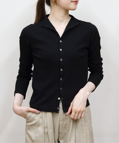 ORCIVAL(オーシバル)の「ORCIVAL/オーシバル モックネックカーディガン MOCK NECK CARDE OR-C0424 VRI(カーディガン/ボレロ・レディース・オートミール/ブラック・2)」の2枚目の写真