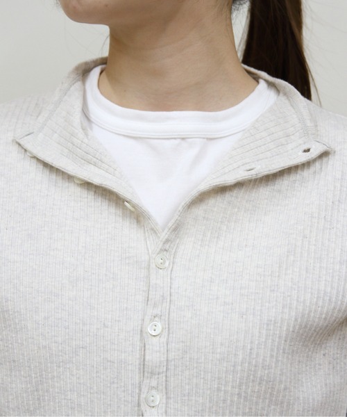 ORCIVAL(オーシバル)の「ORCIVAL/オーシバル モックネックカーディガン MOCK NECK CARDE OR-C0424 VRI(カーディガン/ボレロ・レディース・オートミール/ブラック・2)」の3枚目の写真