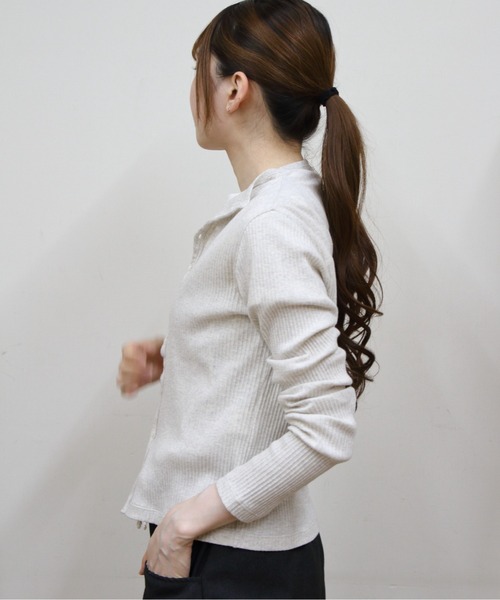 ORCIVAL(オーシバル)の「ORCIVAL/オーシバル モックネックカーディガン MOCK NECK CARDE OR-C0424 VRI(カーディガン/ボレロ・レディース・オートミール/ブラック・2)」の7枚目の写真