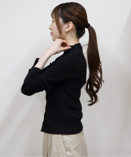 ORCIVAL(オーシバル)の「ORCIVAL/オーシバル モックネックカーディガン MOCK NECK CARDE OR-C0424 VRI(カーディガン/ボレロ・レディース・オートミール/ブラック・2)」の9枚目の写真