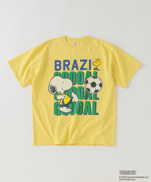 PEANUTS(ピーナッツ)の「PEANUTS / ピーナッツ 別注 サッカー プリントTシャツ(Tシャツ/カットソー・メンズ・ホワイト/ブラック/ネイビー/サックスブルー/ライトイエロー・MEDIUM/LARGE)」の5枚目の写真