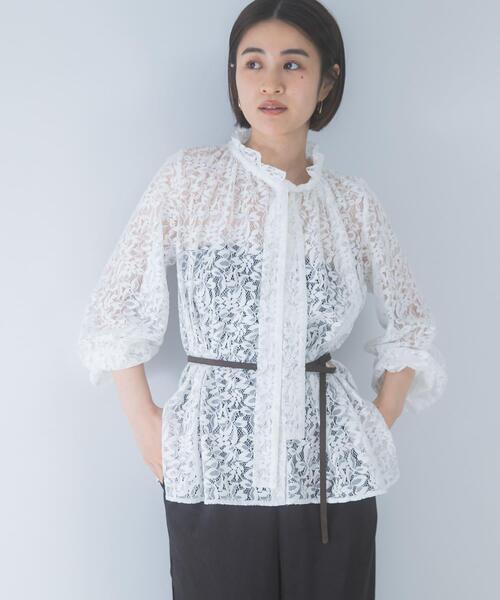 URBAN RESEARCH ROSSO WOMEN(アーバンリサーチ ロッソ)の「リーフレースフリルネックブラウス(シャツ/ブラウス・レディース・ホワイト/カーキ・FREE)」の8枚目の写真