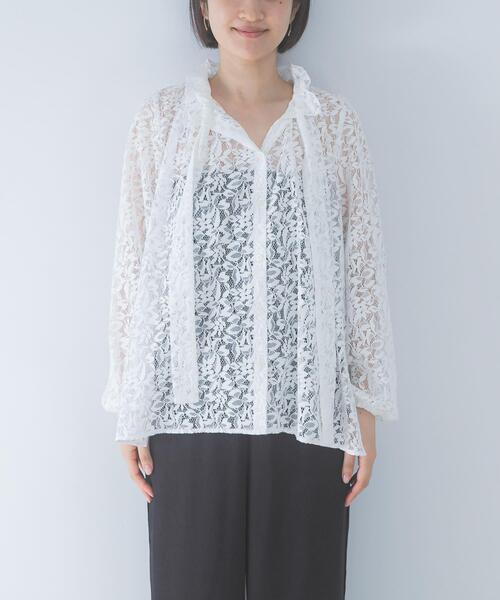 URBAN RESEARCH ROSSO WOMEN(アーバンリサーチ ロッソ)の「リーフレースフリルネックブラウス(シャツ/ブラウス・レディース・ホワイト/カーキ・FREE)」の11枚目の写真