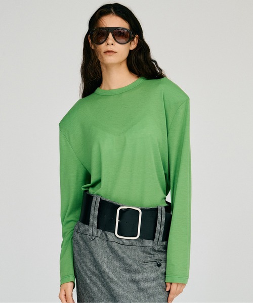 PRANK PROJECT（プランクプロジェクト）の「【2026Autumn Pre-Order】ウールショルダーパッドトップス / Wool Shoulder Pad Top（Tシャツ/カットソー・レディース・グリーン/ブラック/チャコールグレー・FREE）」の3枚目の写真