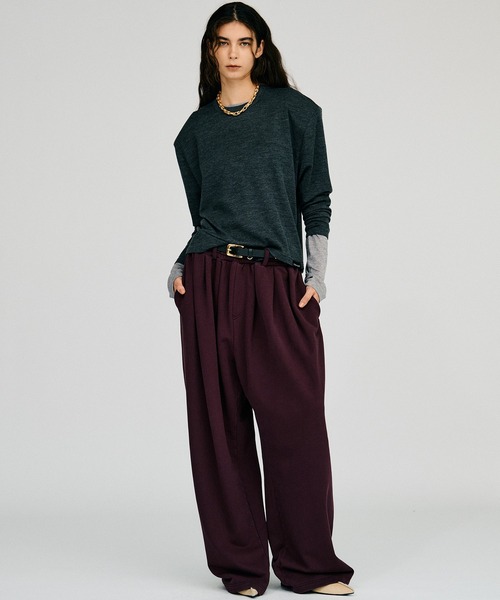 PRANK PROJECT（プランクプロジェクト）の「【2026Autumn Pre-Order】ウールショルダーパッドトップス / Wool Shoulder Pad Top（Tシャツ/カットソー・レディース・グリーン/ブラック/チャコールグレー・FREE）」の4枚目の写真