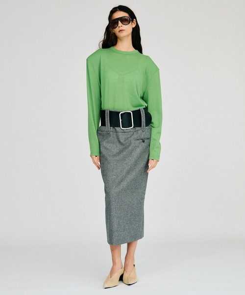 PRANK PROJECT（プランクプロジェクト）の「【2026Autumn Pre-Order】ウールショルダーパッドトップス / Wool Shoulder Pad Top（Tシャツ/カットソー・レディース・グリーン/ブラック/チャコールグレー・FREE）」の5枚目の写真
