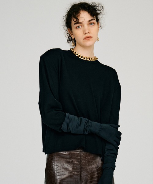PRANK PROJECT（プランクプロジェクト）の「【2026Autumn Pre-Order】ウールショルダーパッドトップス / Wool Shoulder Pad Top（Tシャツ/カットソー・レディース・グリーン/ブラック/チャコールグレー・FREE）」の9枚目の写真