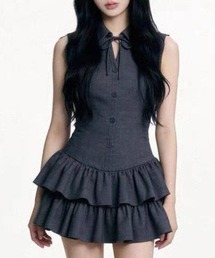 AVYL（アヴィル）の「ウエストシャーリングリボンタイフリルミニワンピース（ワンピース）」